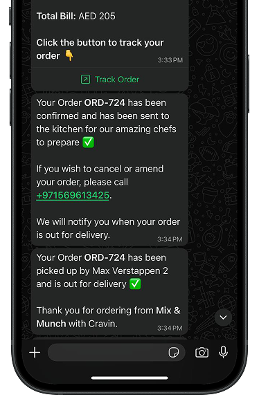Order tracking interface