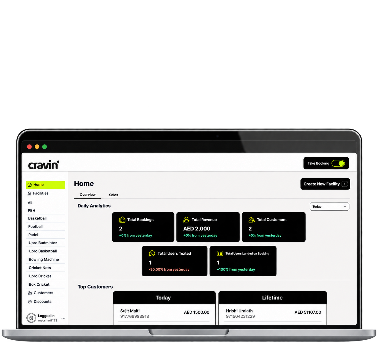 Facility management dashboard